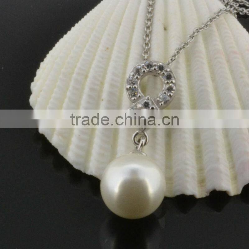 Fashion jewelry factory lady's pearl necklaces silver