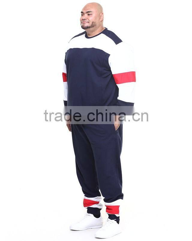 adjustment draw-strings waistline pants Pieced contrasting color block design Sweatpant plus size casual pant