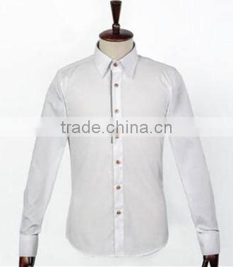 2014 popular fashion design 100% cotton white shirt