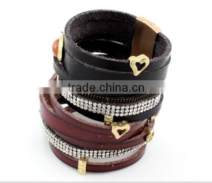 Mens snake leather bracelets,PU leather bracelets,custom logo magnetic bracelet