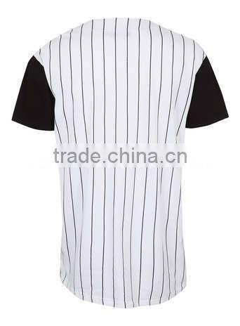 mens cheap white pinstripe union baseball t-shirt -bulk wholesale clothing made in China