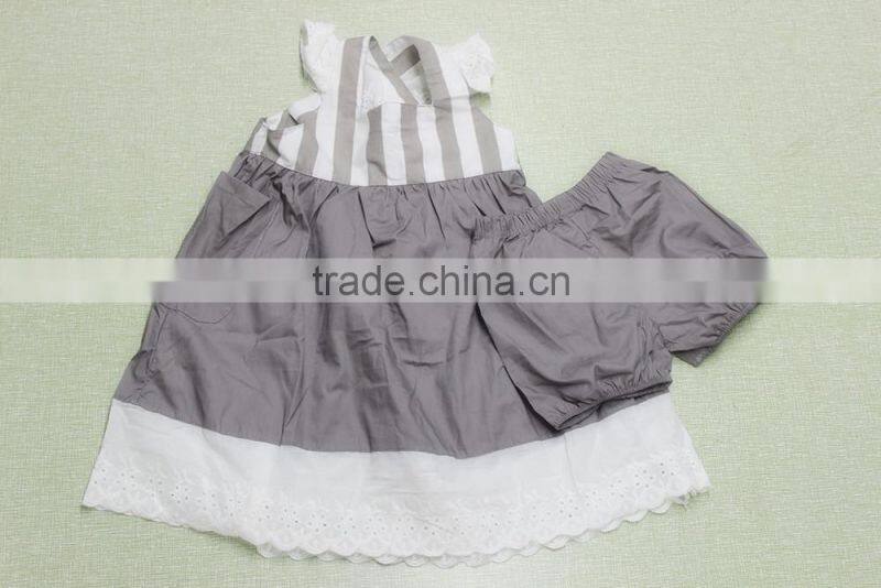 New Coming Baby Clothes Outfit Baby Girls Soild Lace Ruffle Dress Short Design 2 Pieces Children Set
