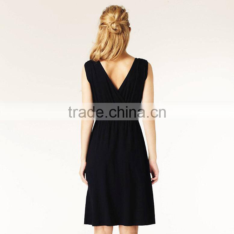 Ladies Black Ruched Wrap Jersey Dress TH107