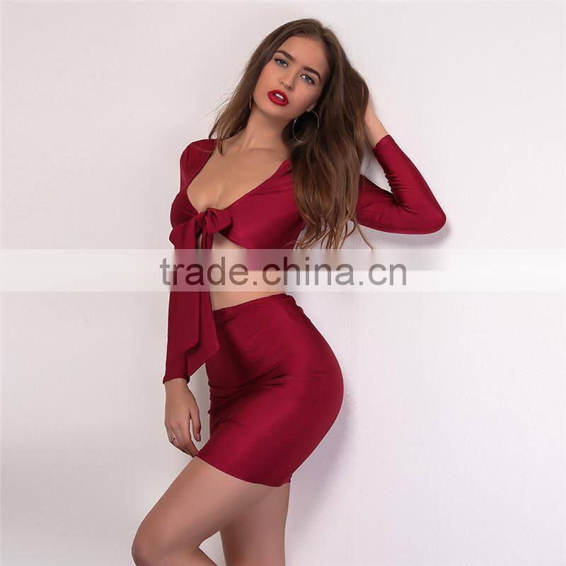 Runwaylover 087 Hot Sale 2017 Ladies Fashion Suits , Women Sexy Crop Tops And Mini Skirts