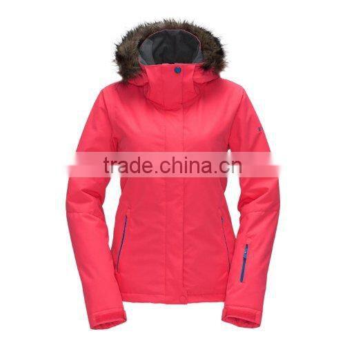 Manufactory OEM ski apparel with fur for lady