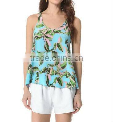 latest design girls trendy printed chiffon top
