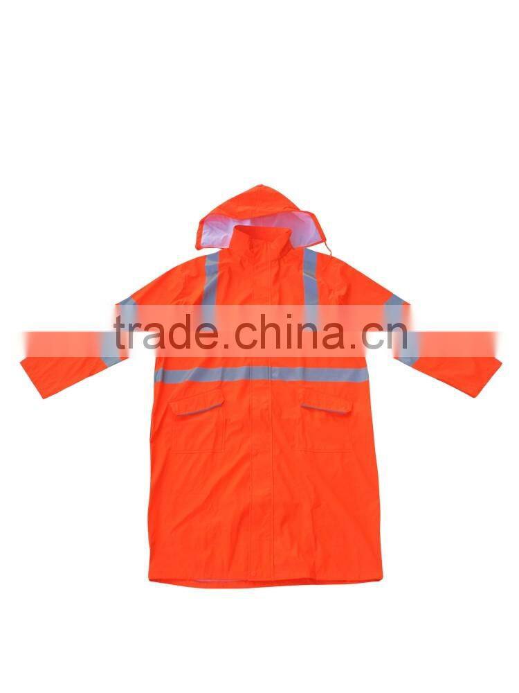 Fashion cheap fluorescent OEM custom yellow hi vis rain coat