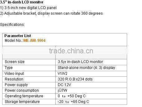 3.5 Car LCD monitor / car TFT -LCD monitor/mini Lcd car monitor