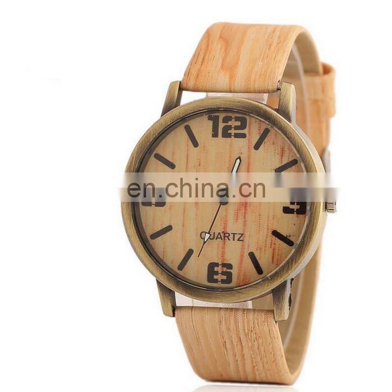 Unisex Student Teens Vintage Imitation Wood Strap Watch