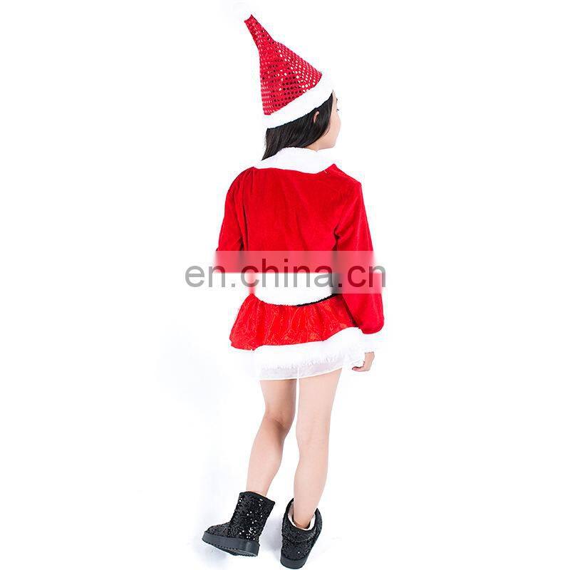 New products high quality unique Christmas santa claus dress costumes for kids MFJ-0091