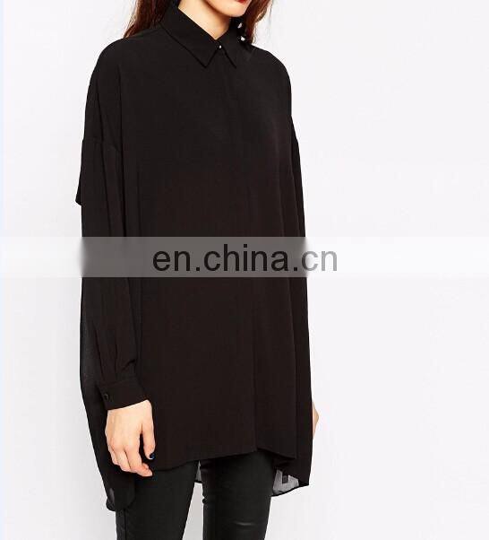 Black long sleeves design New Fashion women Plus size shirts