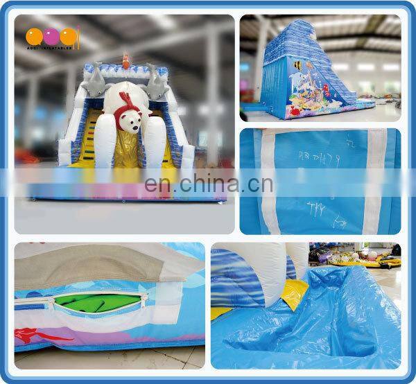 AOQI competitive price Arctic Ocean inflatable Polar Bear Pattern water slide for kids and adults