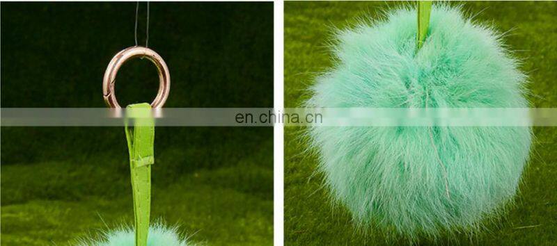 Promotional Charm Fluffy fox fur ball pom poms Accessories plush keychain car keyring Bag Purse Pendant Heart shape