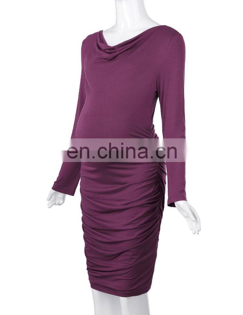 Kate Kasin Comfortable Long Sleeve Cotton Hips-Wrapped Bodycon Pencil Dress Pregnant Woman Dress Maternity Dress KK000615-1