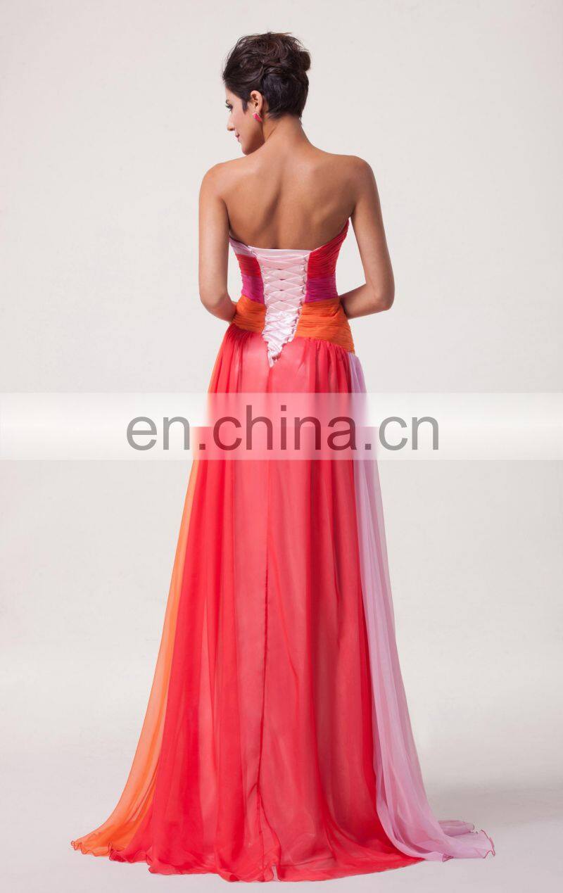 Hot Sale Elegant Design Grace Karin Sexy Strapless Red Chiffon Long Cheap Prom Dresses CL6069-2#