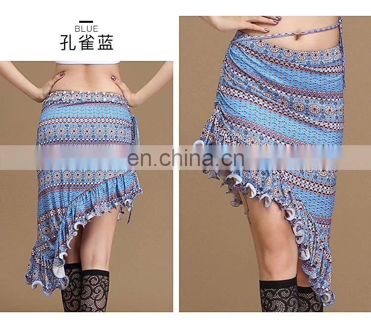 Q-6063 Egyptian pattern printed belly dance skirt costume