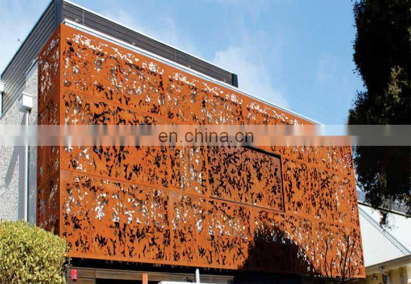 Perforated corten steel wall cladding