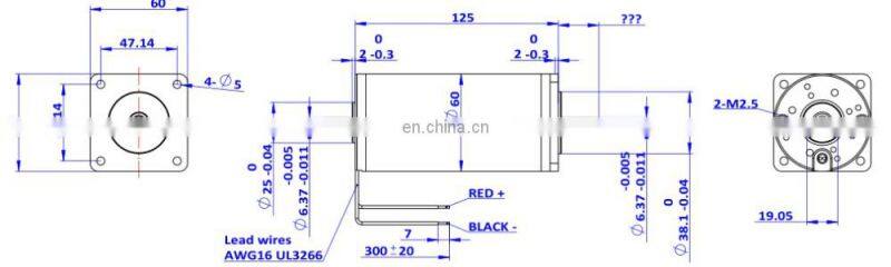 Nema 23 Nema 24 square flange Dia.60mm Brush Dc Motor