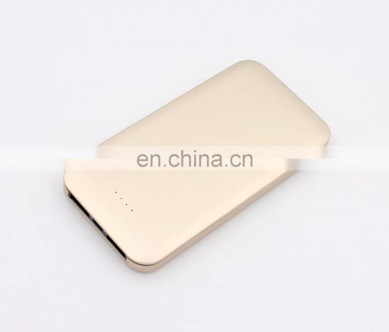 Oem logo print super thin metal power bank 8000mah golden oem color power portable charger