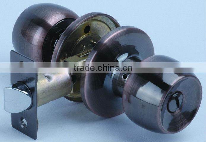 6881SS-ET:Trust ANSI Grade 3 Tubular 304SS Knob lock with brass cylinder