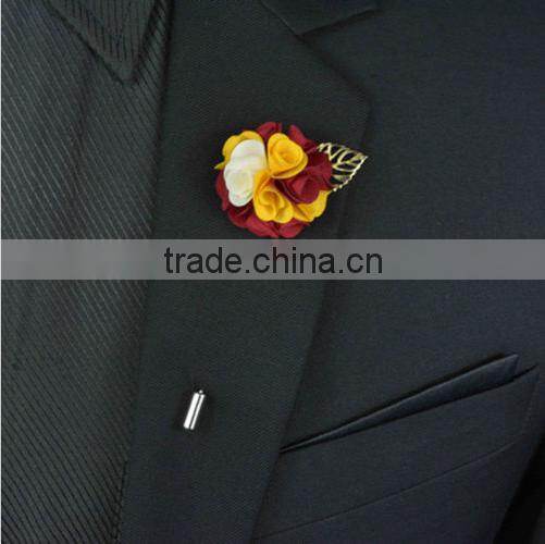 Men Suit Floral Lapel Pin of Brooches Fabric Floral Men Wedding Brooch Bouquet