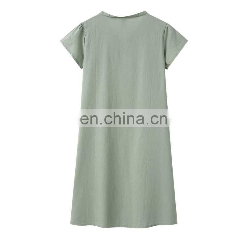 Custom LOGO Women Summer T-shirt Dresses Casual Loose Swing Flare Short Sleeve Beach V-neck Plus Size Tank Tops Dress S-5XL