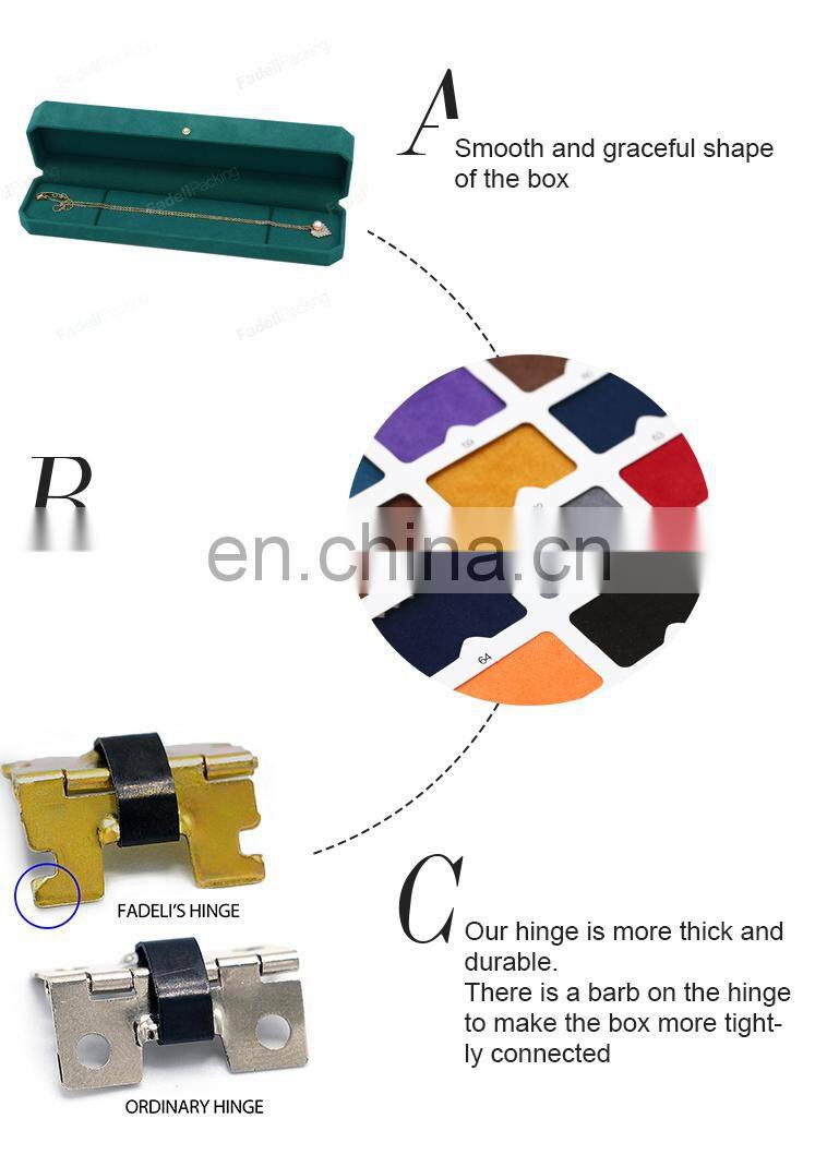 Fadeli Custom Velvet Jewellery packaging Boxes with velvet insert For Necklace Bracelet Packing Dark green Jewelry Box