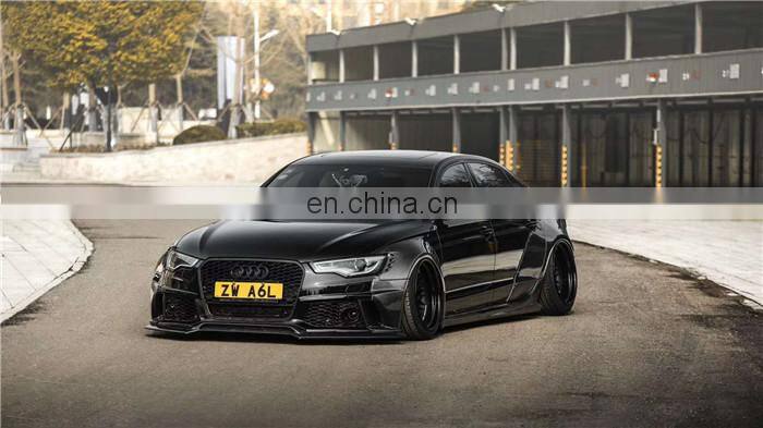 Runde Perfect Fitment For Audi A6 S6 RS6 Upgrade Carbon Fiber Wide Body Kit Front Bumper Lip Wide Wheel Eyebrow Spoiler