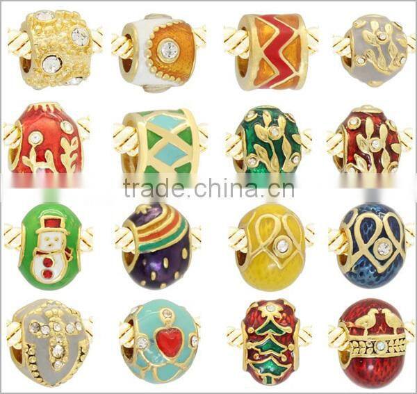 hand crystal paved color enameled faberge egg bead