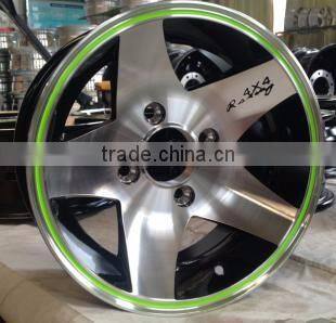 silver car wheels fit for sport style green lip cast wheels 13inch 4x114.3 -10 wheels rims