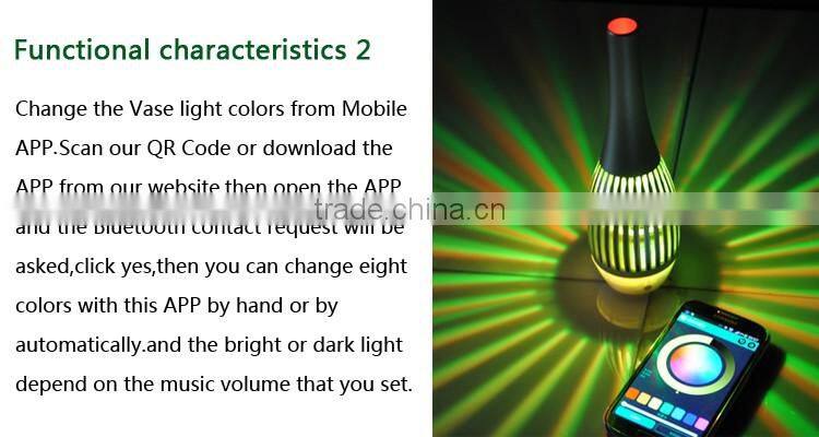 High Qaulity Vase Shape Changing Colorful LED Metal Bluetooth Stereo Speaker