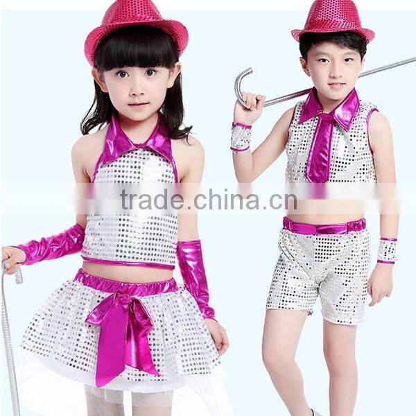 In stock girls and boys sequined jazz dance costume Modern dance costume modern dance costumes