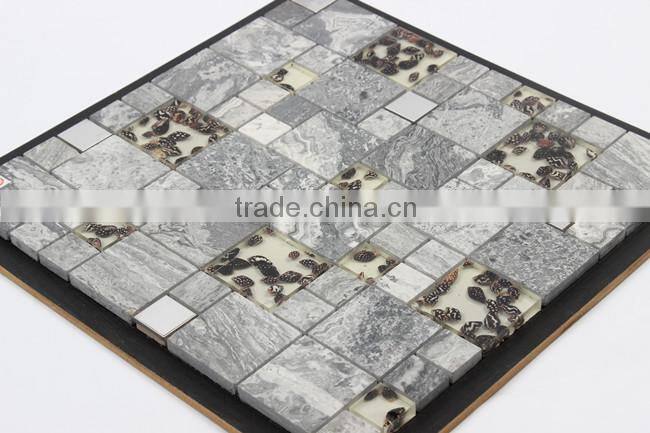 Stainless steel stone resin mosaic tile