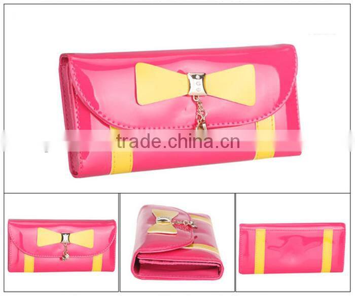 Fashion bright pu lady long wallet
