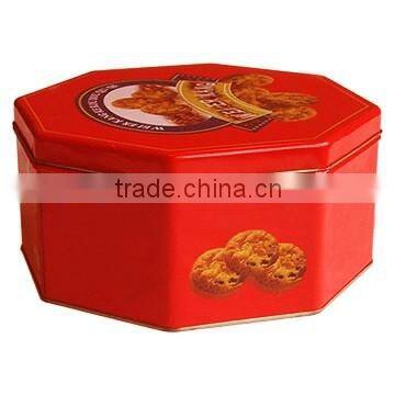 Octangular tin boxe for biscuit packaging