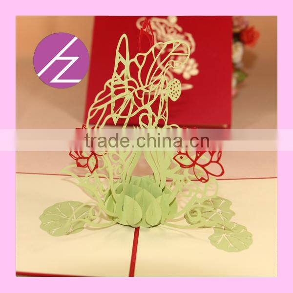 Chinese Style 3D Lotus Paper Craft Invitation Party Card Greeting Card 3D-14