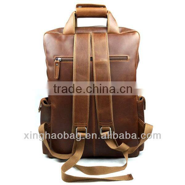 Men's leather camping and hiking backpack
