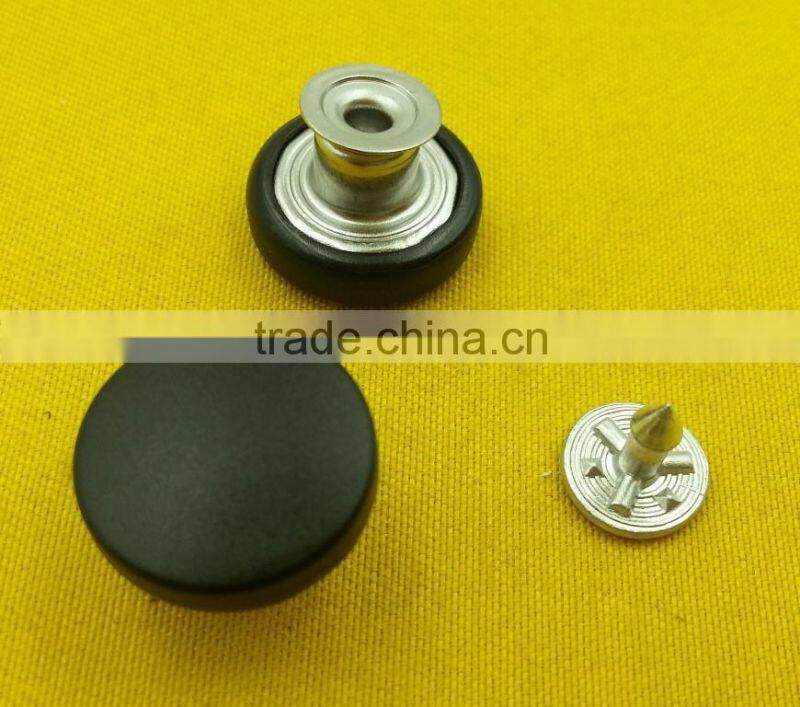 15mm Black Color Nylon Cap Removable Jeans Tack Button -- P5176