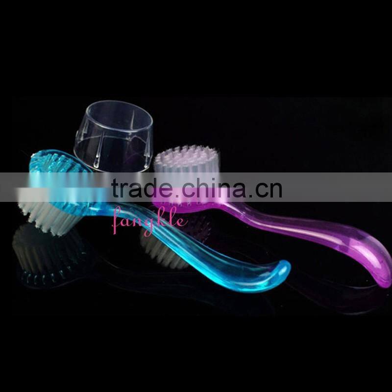 Hotselling nail art cleaning tool color handle facial plastic nail brush