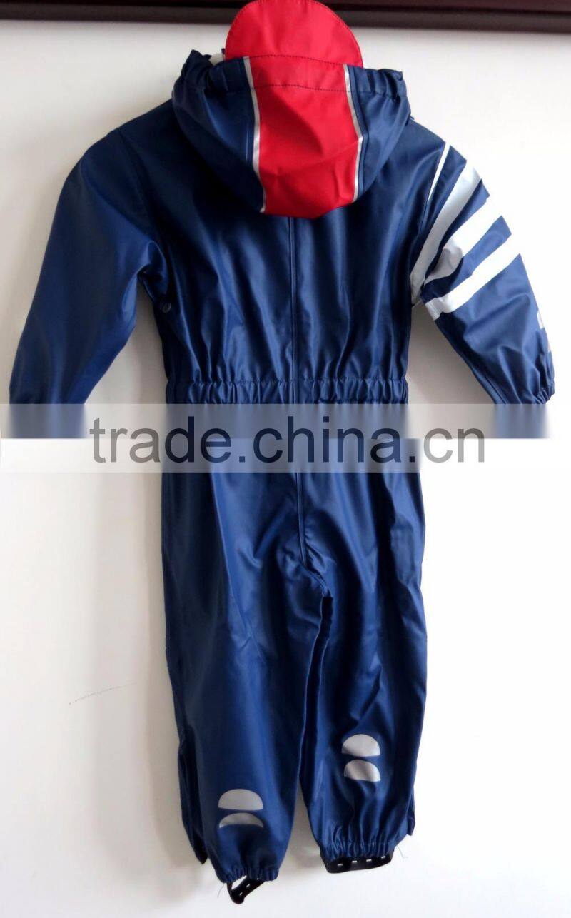 kids breathable and waterproof outdoor overall rainsuit for children