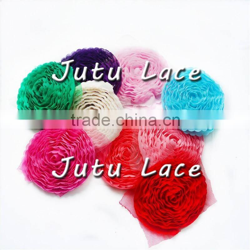 2016 Baby girl hair accessories/headband flower for kids, handmade chiffon flower