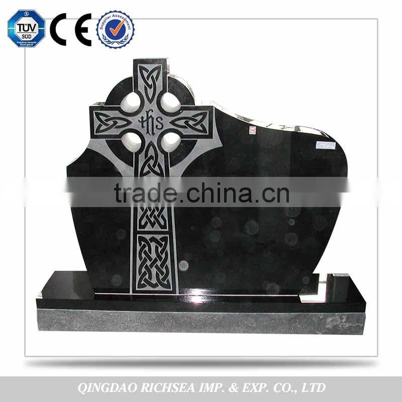 Professional Factory Supply European Black Granite Heart Shaped Tombstone with Angel