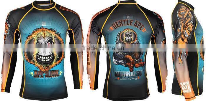 2014 whole sale Compression Shirt with Sublimation priting/Cheap rates for sublimation pritnting Rash Guards