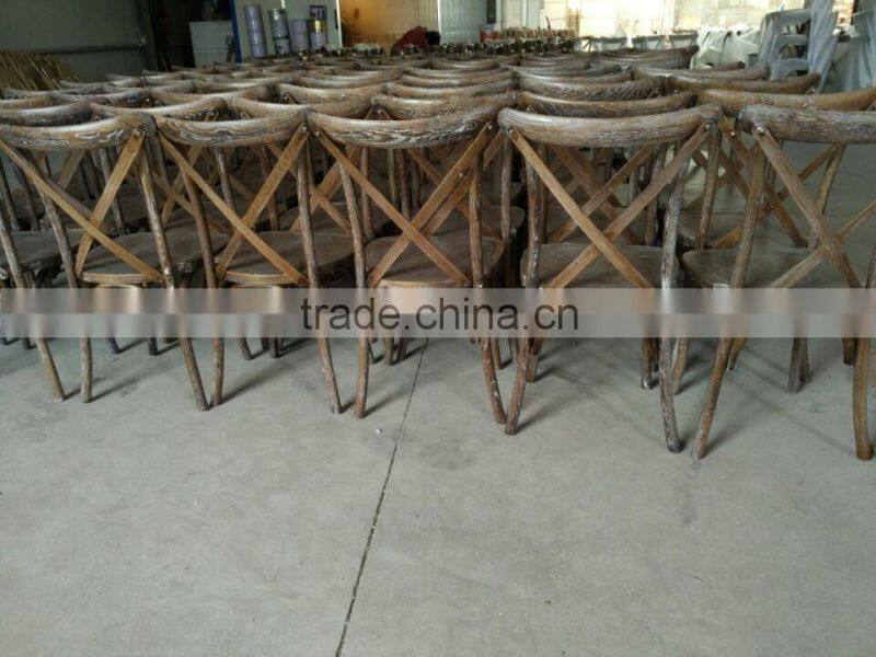 Oak wood x cross back chairs with soft cushions