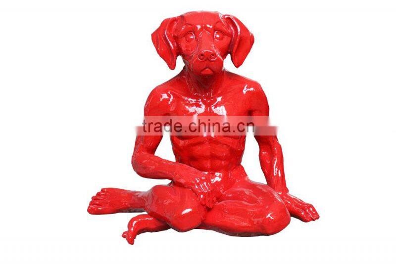 resin human body with dog head statue,creative statue