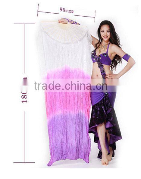 Real Silk Long Belly Dance silk chinese fan dance fans