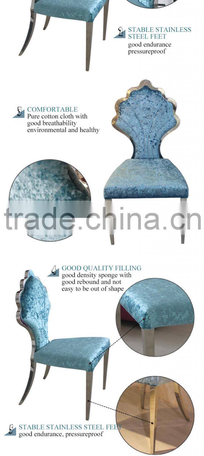 China manufactry royal blue design amodern fabric dining chair