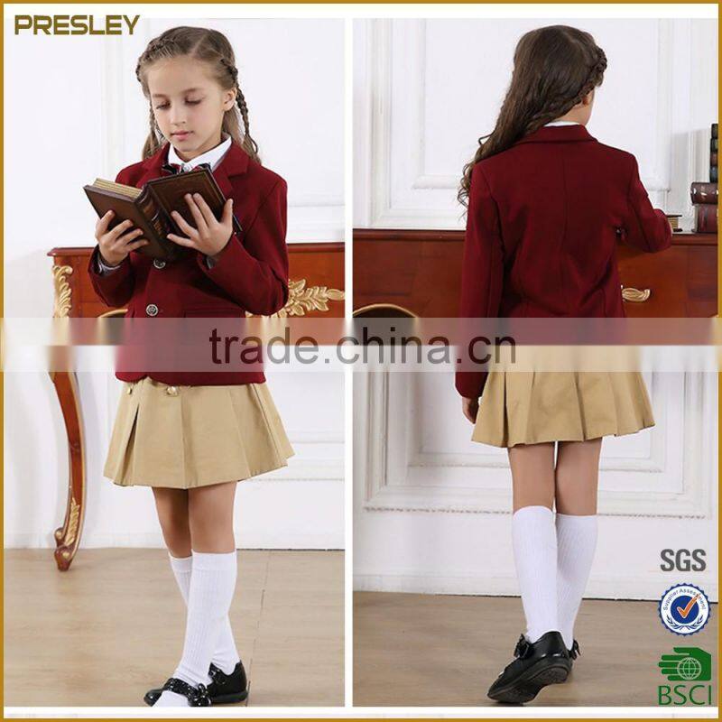 Presley OEM new style kids uniforms blouse and skirt and pants uniform children school blazer