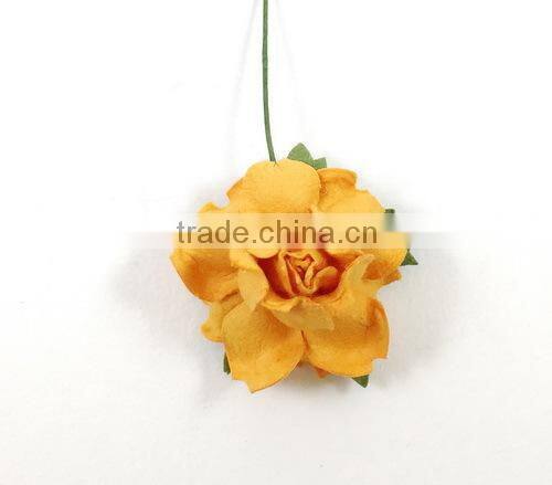 Solid Tangerine, Small Handmade Mulberry Paper Flower, Wedding Party, Scrap-booking Crafts, Wholesale