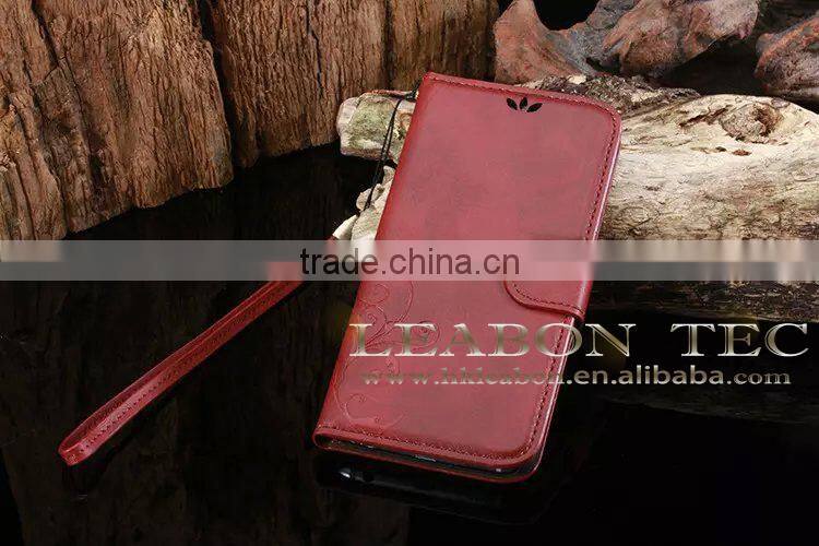 2015 new high quality retro leather case, for samsung galaxy s6 edge wallet case
